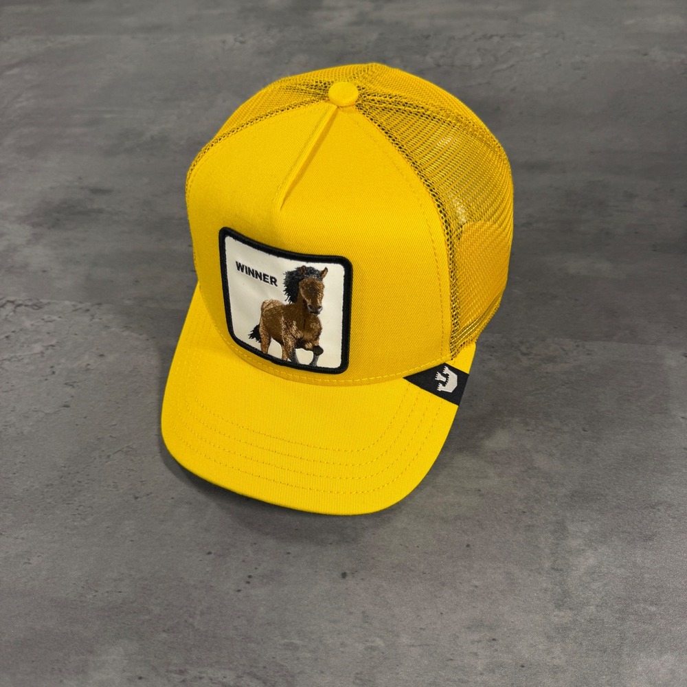 Goorin Bros Winner Horse Trucker Snapback Hat Mens Derby Yellow Patch Mesh Cap